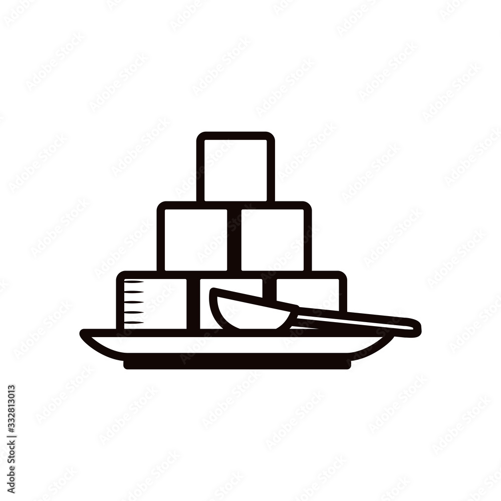 Poster isolated sugar cubes with spoon line style icon vector design