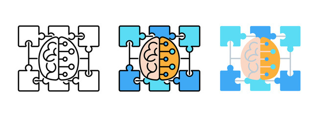 Artificial Intelligence or ai icon set isolated on white background for web design