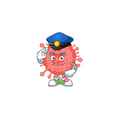 A cartoon of coronavirus disaster dressed as a Police officer