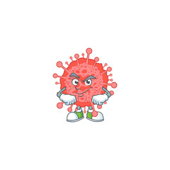 An icon of coronavirus disaster mascot design with confident gesture