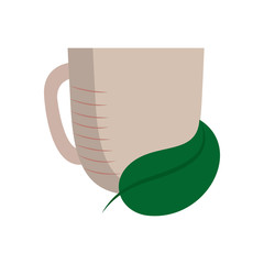 Isolated coffee cup with leaf flat style icon vector design