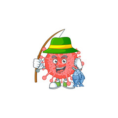 Cartoon character of funny Fishing coronavirus disaster