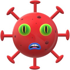 Red coronavirus cell on isolated white background