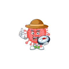 Obraz premium Coronavirus disaster an experienced explorer working using a compass