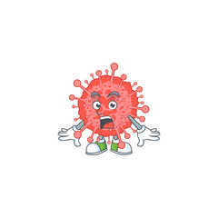 A mascot design of coronavirus disaster making a surprised gesture