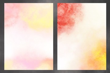 Set of bright colorful nebula for business banner, invitation card, flyer book cover template with water color background.
