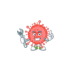 mascot design concept of coronavirus disaster mechanic