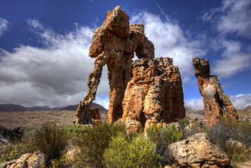 Window Rocks in the Cederberg mountains, Western Cape, South Africa.  The Cederberg is know for its rock formations formed by rain and snow eating away the sandstone.  