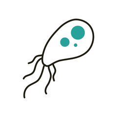 Isolated virus with legs half line half color style icon vector design