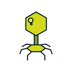 bacteriophage virus line and fill style icon vector design