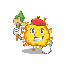 Talented minacovirus Artist cartoon character with brush