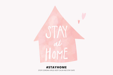 Stay home calligraphy for corona virus prevention vector background