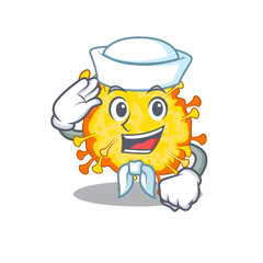 Cute minacovirus Sailor cartoon character wearing white hat