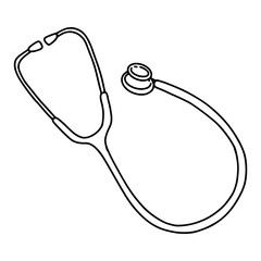 Hand Drawn stethoscope doodle icon isolated on white background. vector illustration.