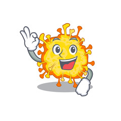 Minacovirus cartoon character design style making an Okay gesture