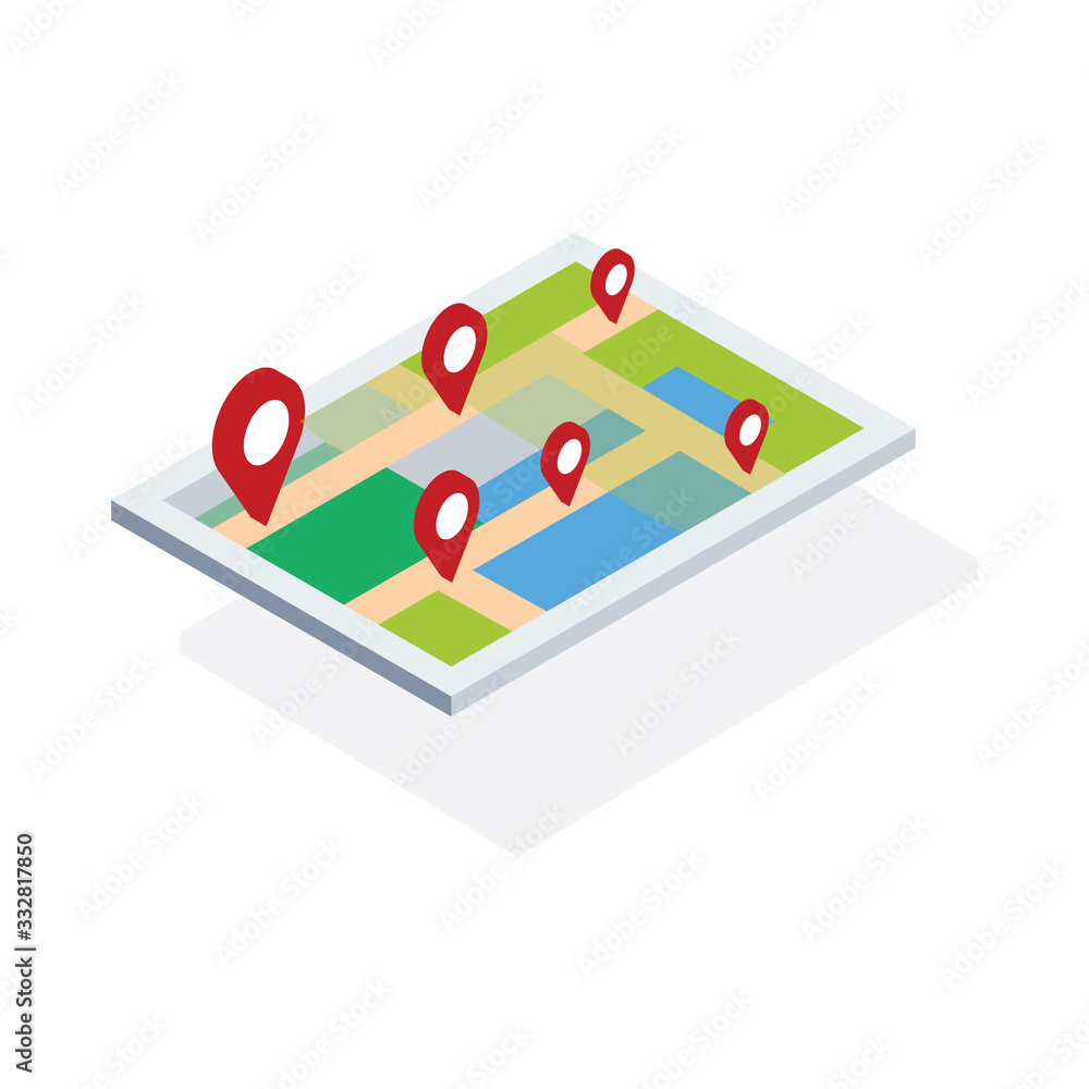 Poster vector map icon with pin pointer