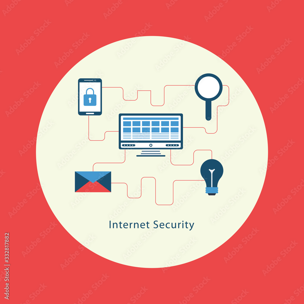 Poster internet security and data protection. cyber security concept