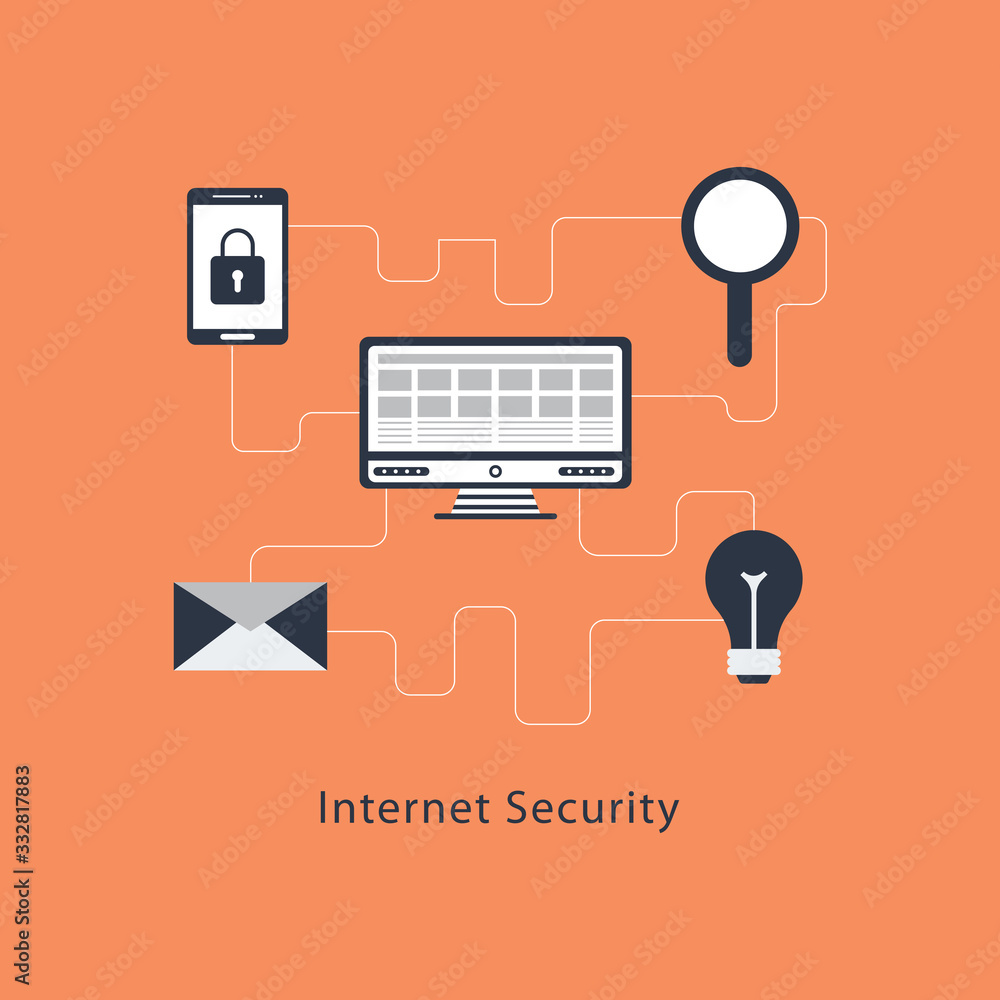 Poster internet security and data protection. cyber security concept