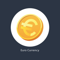 Euro Currency Sign Gold Coin Vector Icon