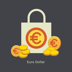 Euro Dollar Money bag icon