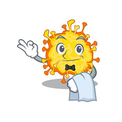 A design of minacovirus cartoon character working as waiter