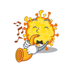 Minacovirus cartoon character design playing a trumpet