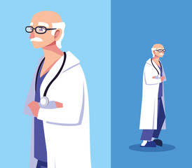 Fototapeta premium man doctor standing in different poses