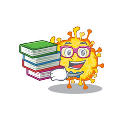 A diligent student in minacovirus mascot design with book