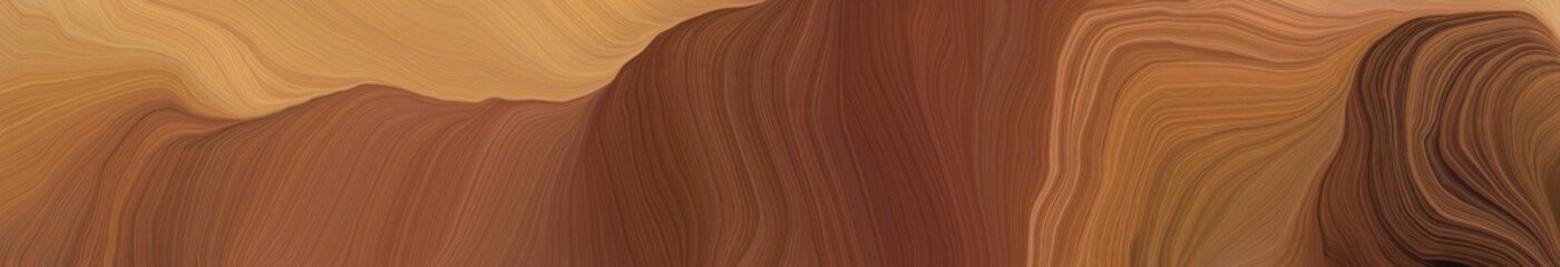 wide colored banner with waves. abstract waves design with brown, peru and very dark pink color