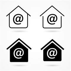 set of at home Icon. Virus outbreak precautions, preventive measures, safety instructions, pandemic quarantine, warning advice, flu spread, avoid social contact, stay home