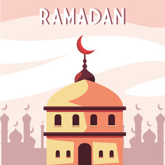 mosque building with label ramadan