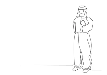 Foto auf Acrylglas Eine Linie One continuous line art of professional medical doctor wearing face mask or medical to protect from coronavirus,  © feelartfeelant