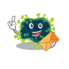 Cute face beta coronavirus mascot design with envelope