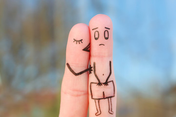 Fingers art of couple. Concept of impotence.