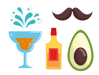 traditional icons set of cinco de mayo vector illustration design
