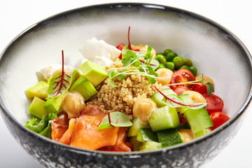 Couscous with salmon and fresh vegetables