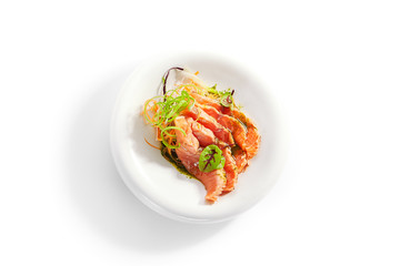 Tataki salmon top view