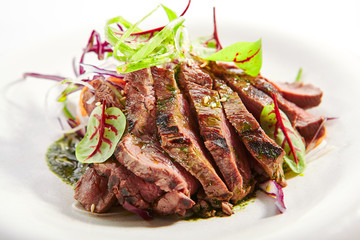 Tataki roast beef closeup view