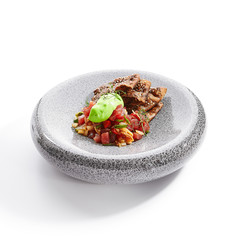Tuna tartare side view