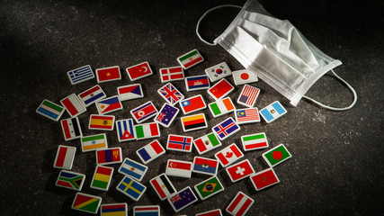 World Flag and Medical Mask