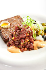 Beef tartare closeup view