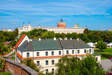 Lublin, Poland - Panoramic view of defense walls and Romanesque Keep of the medieval Lublin Castle royal fortress in historic old town quarter