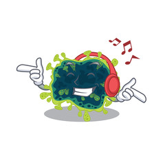 enjoying music beta coronavirus cartoon mascot design
