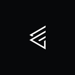 Minimal elegant monogram art logo. Outstanding professional trendy awesome artistic E EG GE initial based Alphabet icon logo. Premium Business logo White color on black background