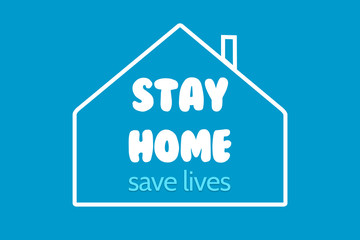 illustration with the phrase stay home, save your life as a recommendation for quarantine due to covid 19 or coronavirus