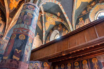 Lublin, Poland - Medieval frescoes and architecture inside the Holy Trinity Chapel within Lublin Castle royal fortress in historic old town quarter - obrazy, fototapety, plakaty