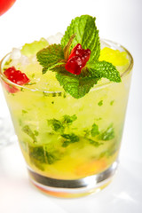 Icy lemonade with mint leaves