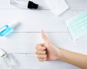 Hand symbol for encouraging the protection of the corona virus.