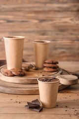 Cup of hot chocolate on table