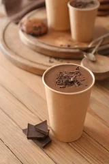 Zelfklevend Fotobehang Cup of hot chocolate on table © Pixel-Shot